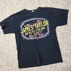 James Taylor Adult Black 2014 Tisbury Tour T-Shirt Size‎ M Double Sided